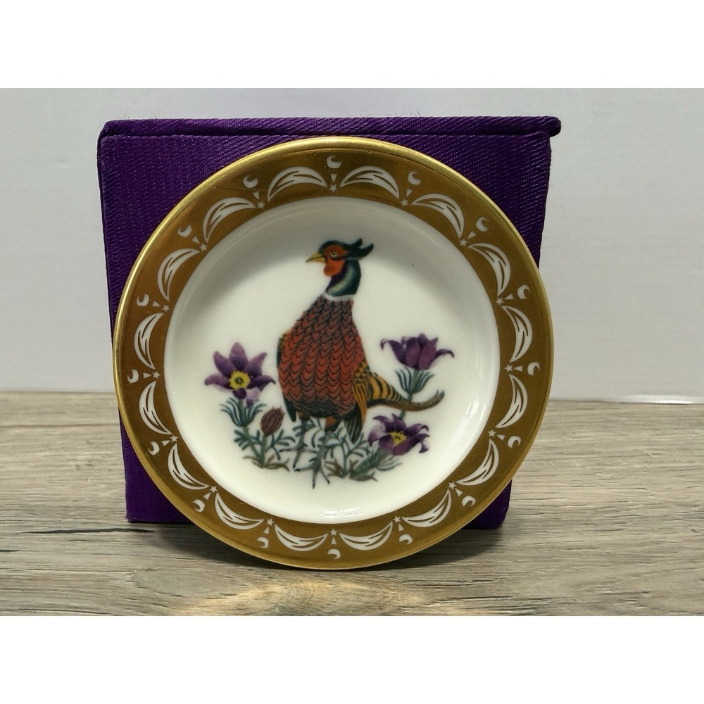 State Birds Flowers Franklin MINI Plate South Dakota Pheasant Pasque 3"